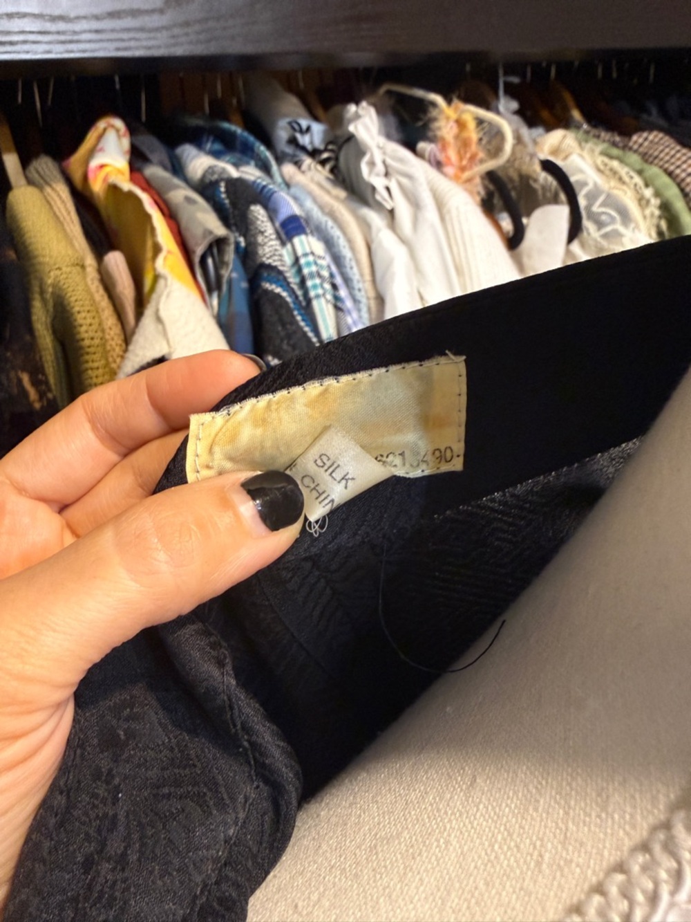 Black Silk Shirt with Oversized Puffy Tulle Sleeves - Picture 9 of 10
